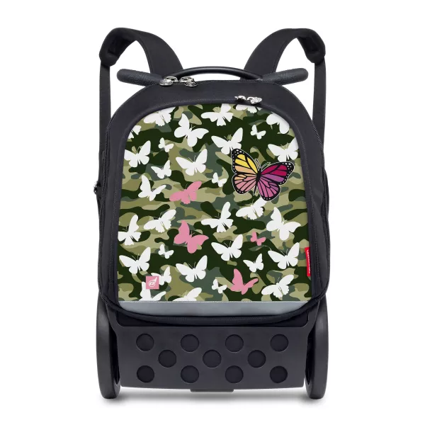 Školní a cestovní batoh na kolečkách Nikidom Roller UP XL Butterfly camo (27 l), Černý