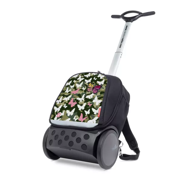 Školní a cestovní batoh na kolečkách Nikidom Roller UP XL Butterfly camo (27 l), Černý