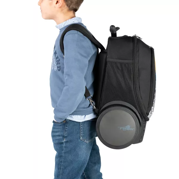 Školní a cestovní batoh na kolečkách Nikidom Roller UP XL Butterfly camo (27 l), Černý