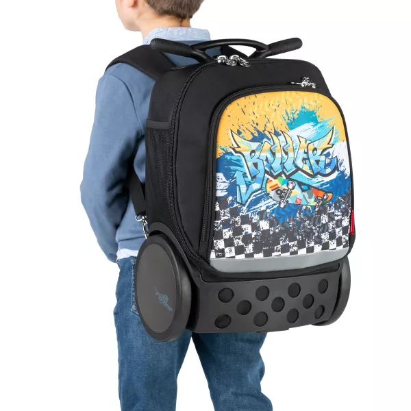 Školní a cestovní batoh na kolečkách Nikidom Roller UP Supergirl (19 l), Černý